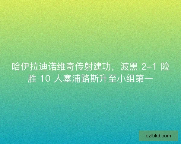 哈伊拉迪诺维奇传射建功，波黑 2-1 险胜 10 人塞浦路斯升至小组第一