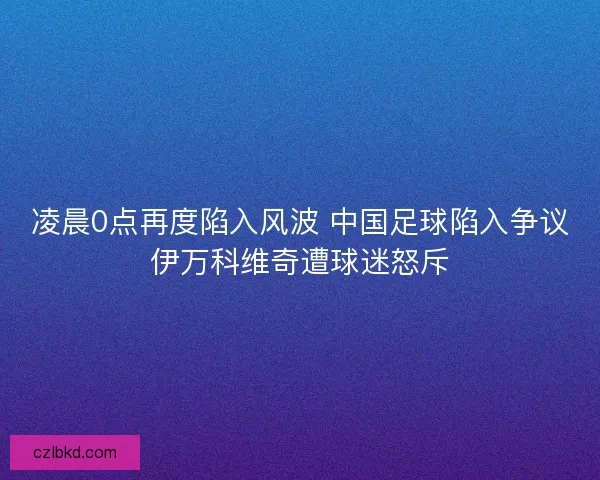 凌晨0点再度陷入风波 中国足球陷入争议伊万科维奇遭球迷怒斥